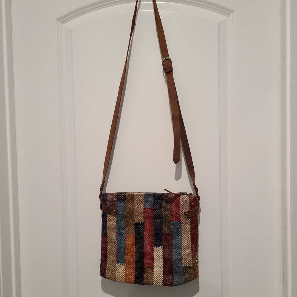 Vintage wool patchwork crossbody bag